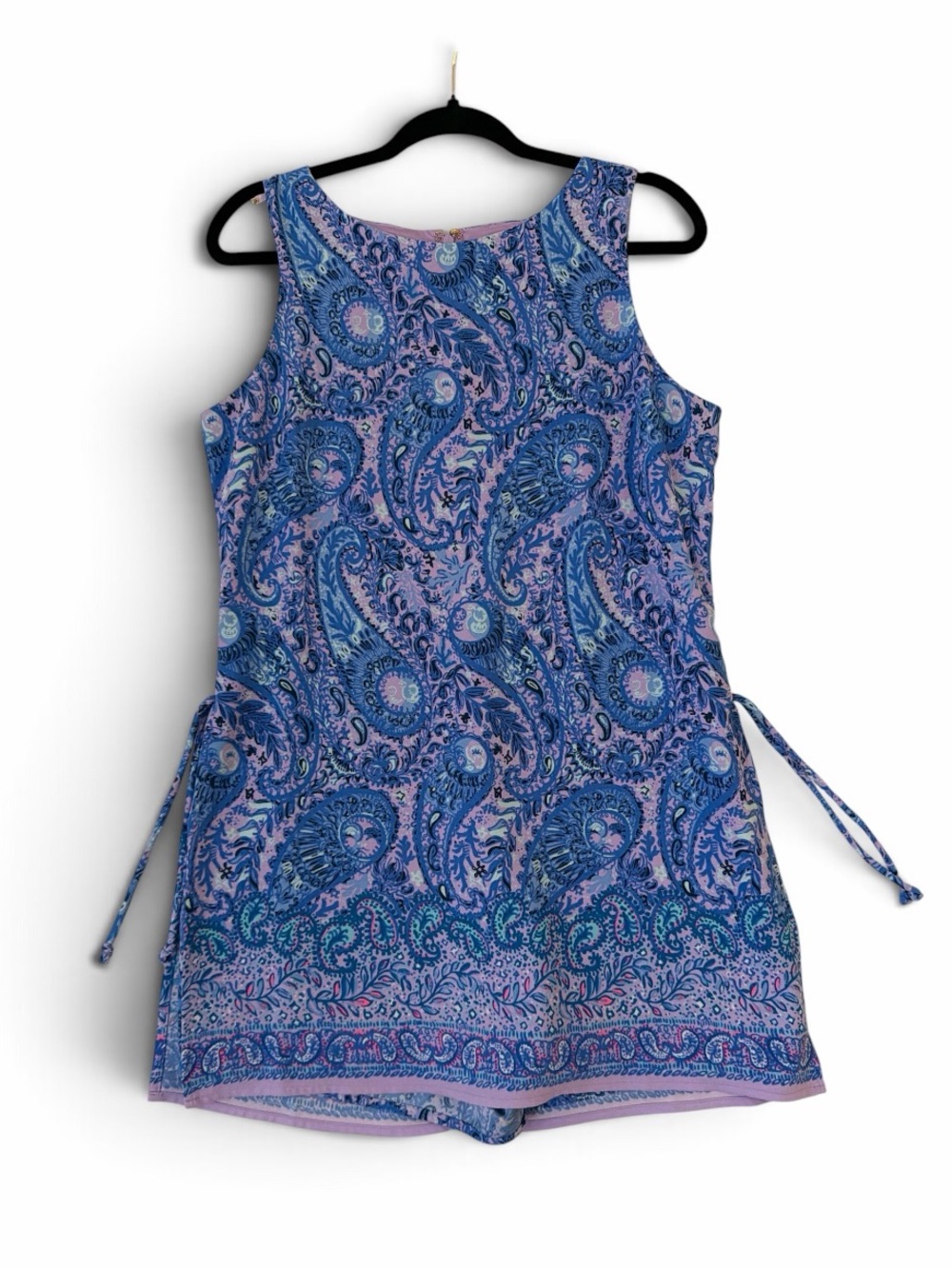 Lilly Pulitzer Donna Hello Sunshine Romper Purple Iris Paisley Size 8